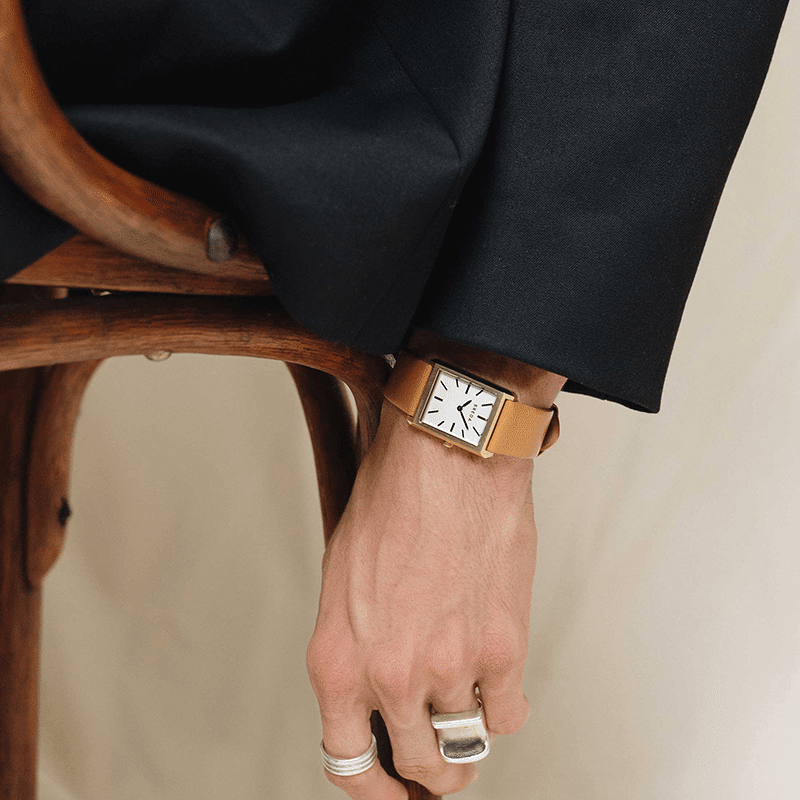 BREDA 'Virgil' Leather Band Watch