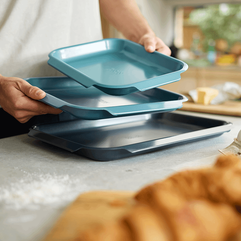 Nest Bake 3 Piece Non-Stick Baking Sheet Set with Easy Pull Handles