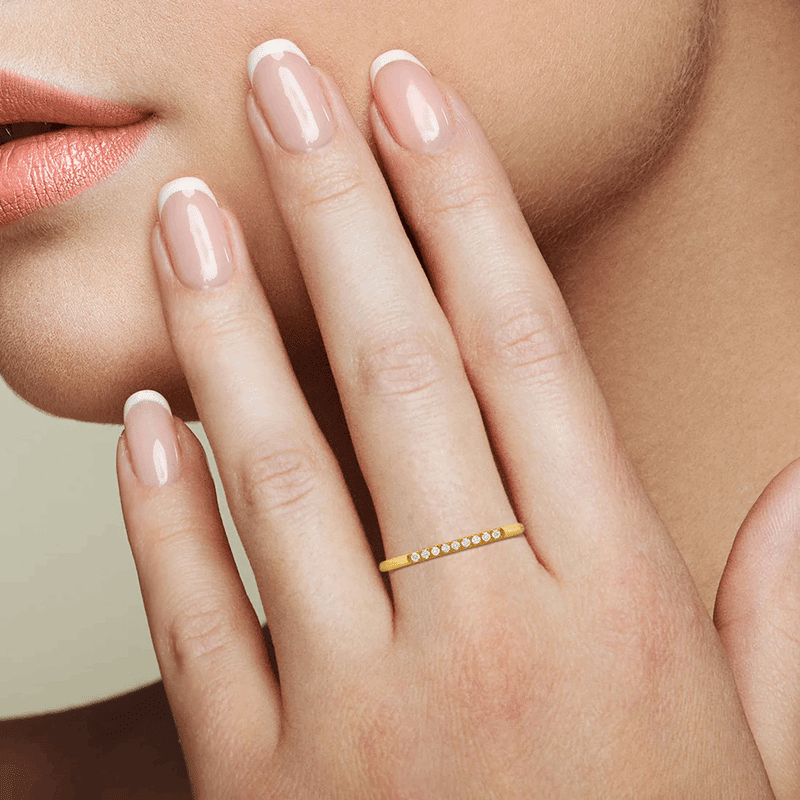 14k Gold Diamond Bar Ring