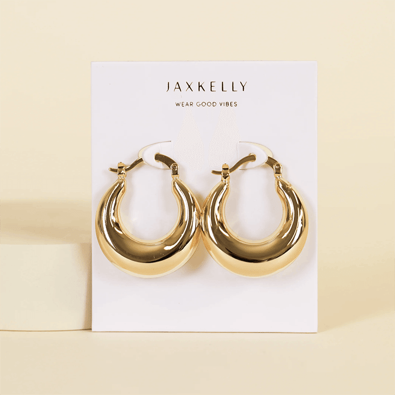 Gold Hoop Sculptural Wide Earrings