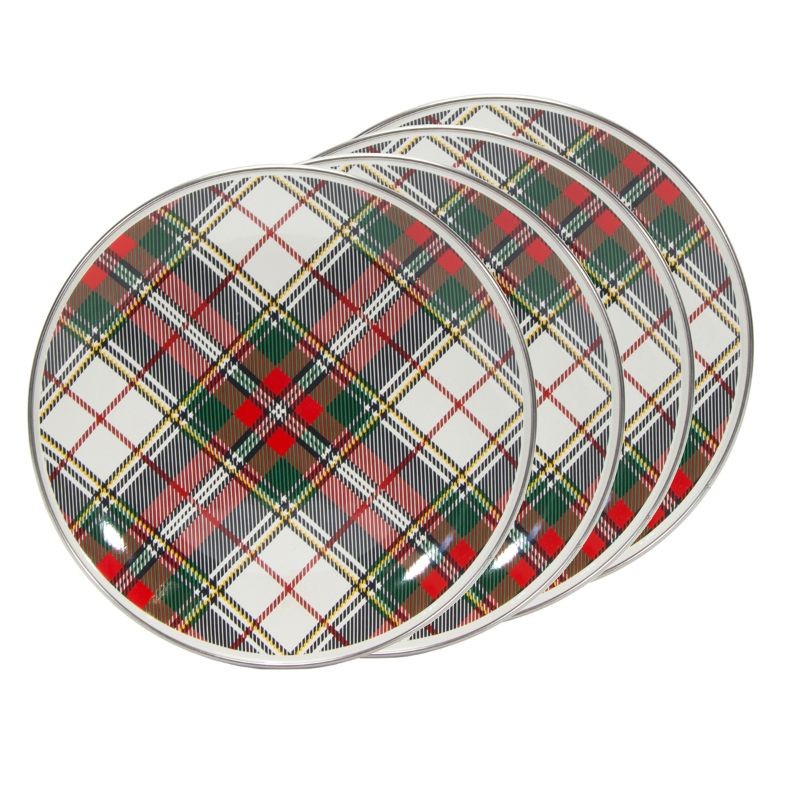 Set Of 4 Highland Plaid Sandwich Plates