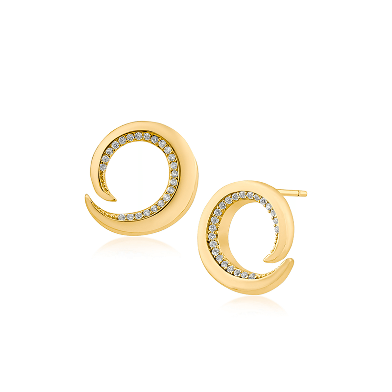 .5Cttw Pave Cz Wave Curl Earrings