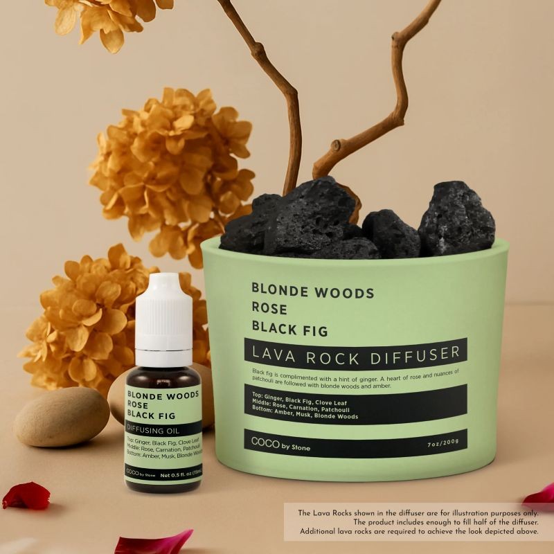 Lava Rocks and Essential Oil Bundle - (Blonde Woods | Rose | Black Fig)