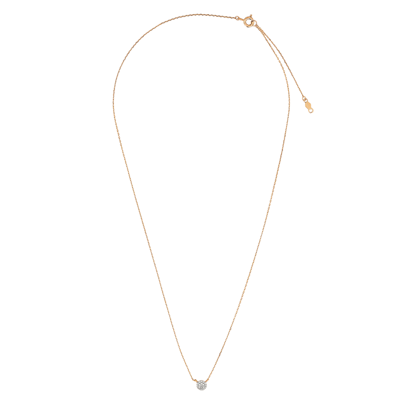 14k Gold Diamond Pav Pendant Necklace