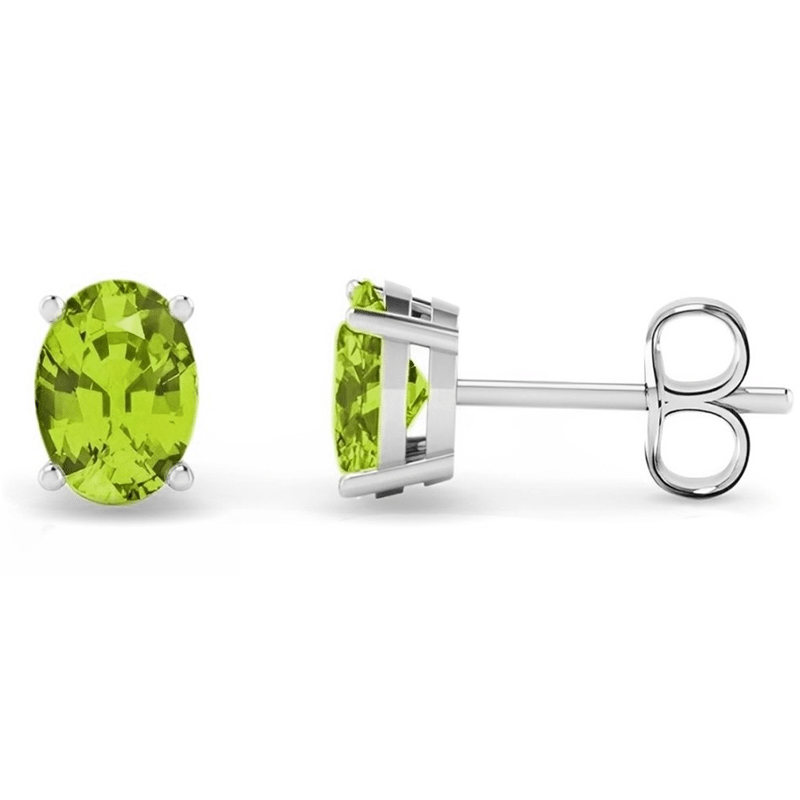 Oval Peridot Studs