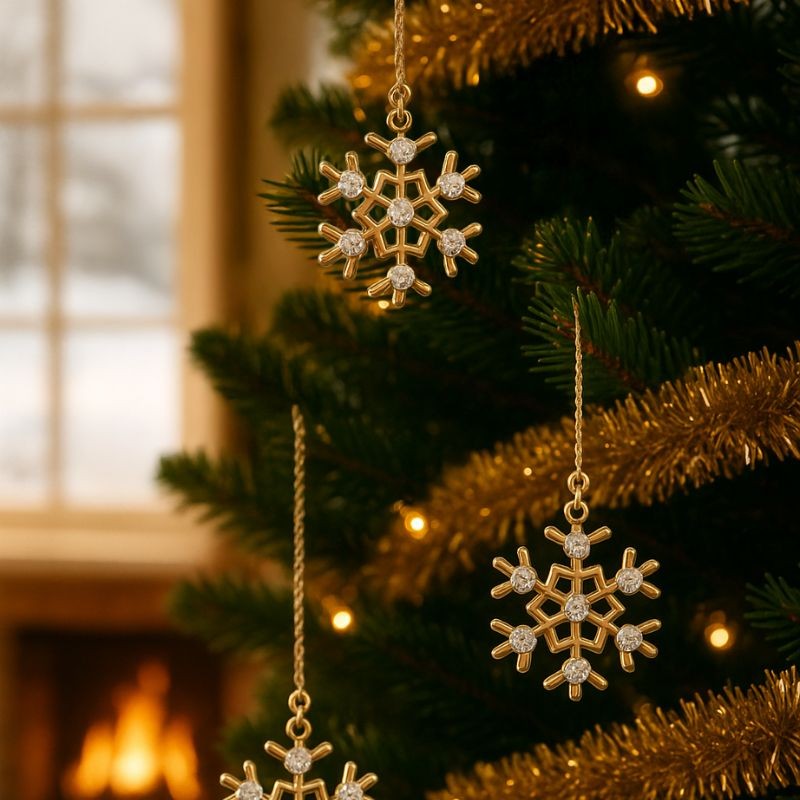 Gold Snowflake Ornaments - Set of 3