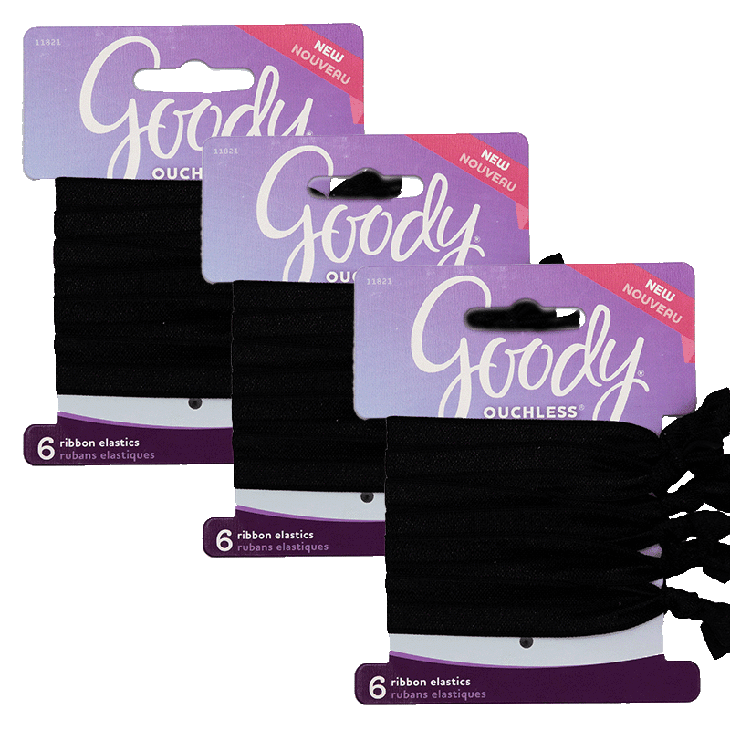 Ouchless Classic Black Hair Ribbons (18 Pack)