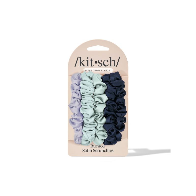 Ruched Satin Scrunchies 5pc Set 