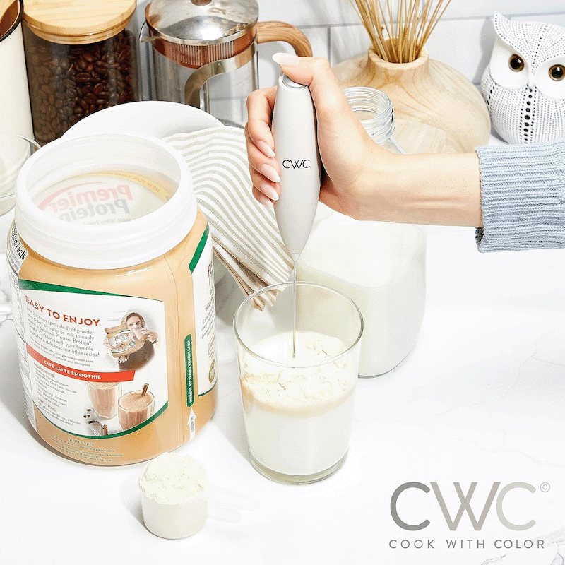 Electric Handheld Milk Frother with Stand (2 Pack)