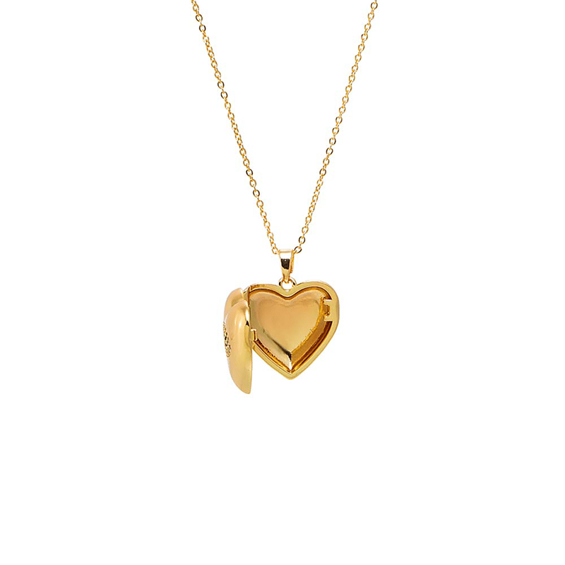 Pave Colored Evil Eye Bubble Heart Locket Necklace (Gold)