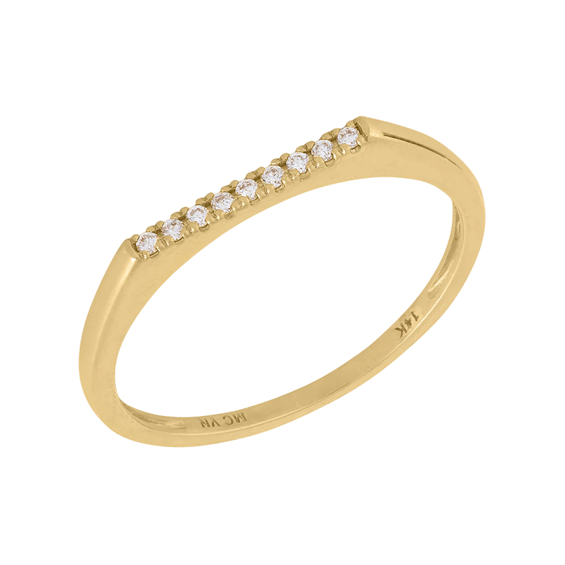 14k Gold Diamond Bar Ring