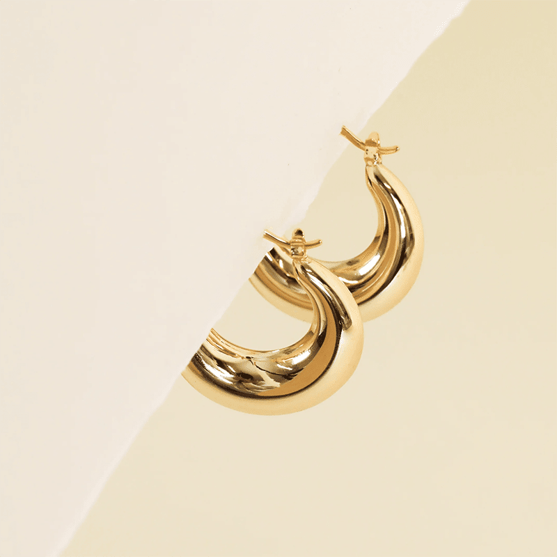 Gold Hoop Sculptural Wide Earrings