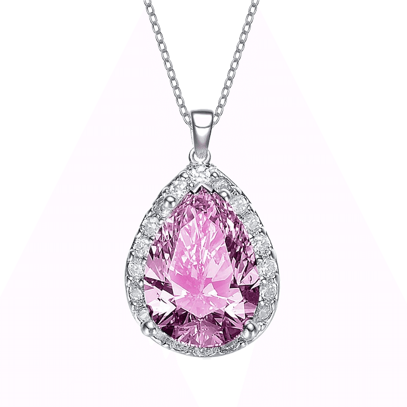Rhodium Plated Pink Pendant