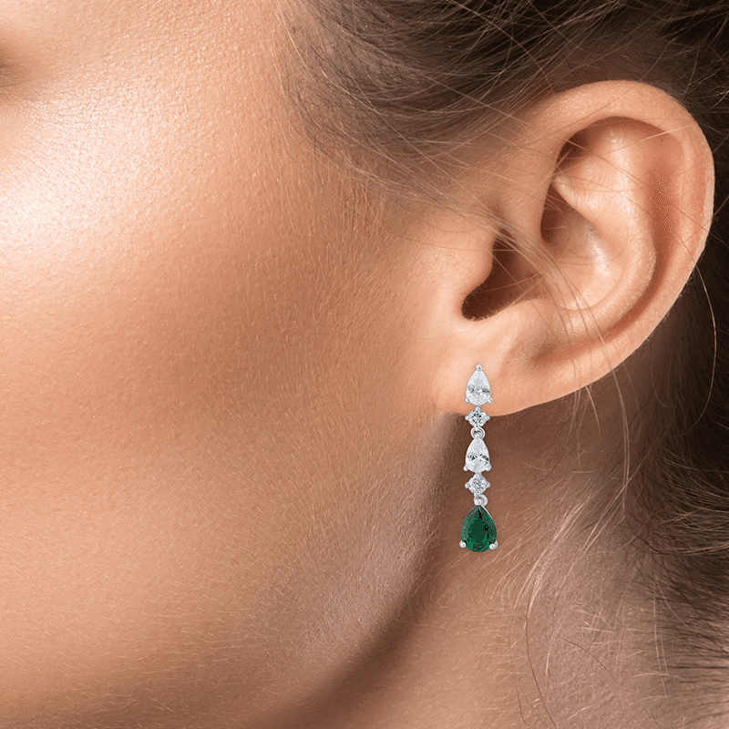 5 Cttw Round/Pear Drop Earring