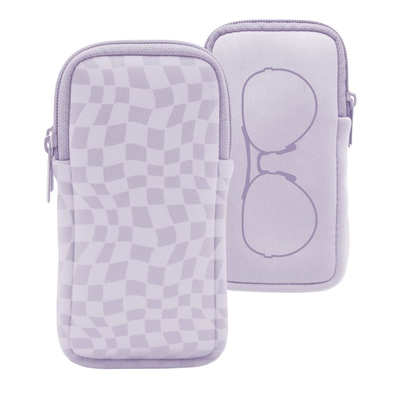 Abstract Check Double Eye Glass Case