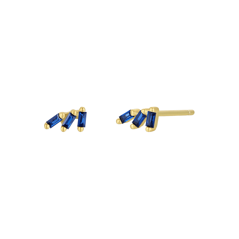 Offset Trio Sapphire Earrings