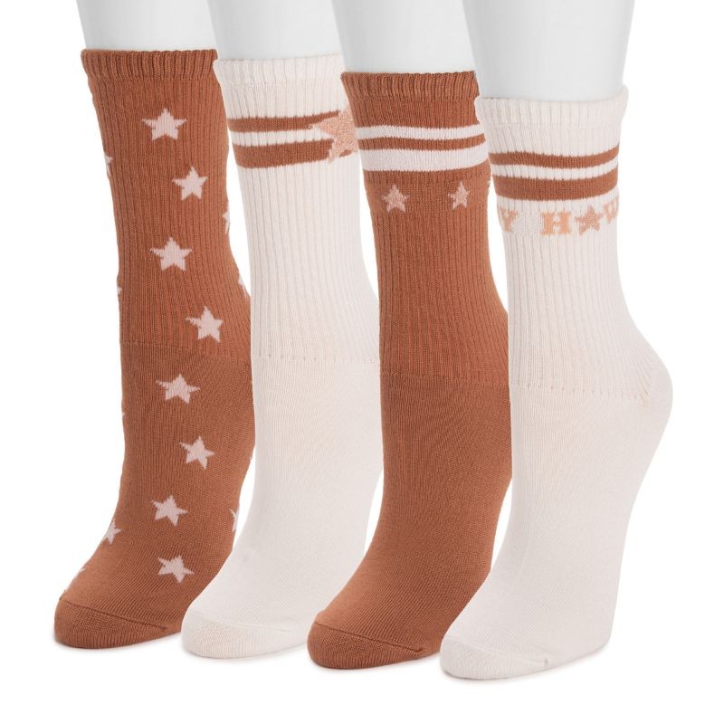 4 PK Howdy Crew Sock - Ivory/Pecan