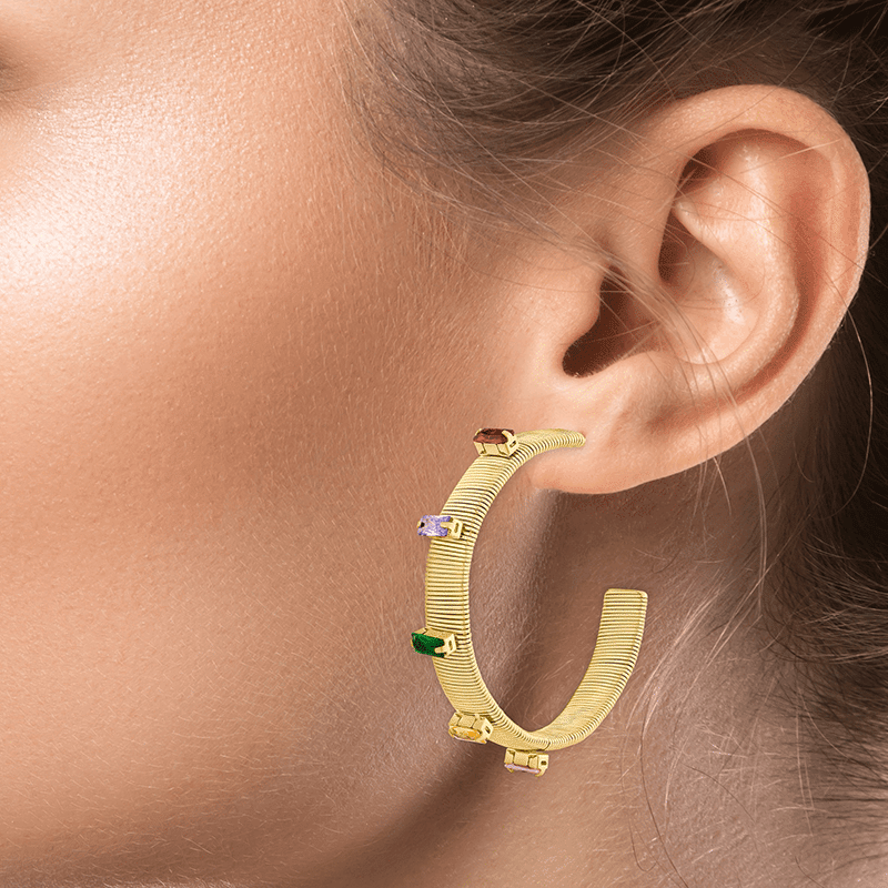 1 Cttw Emerald Cz Cobra Glam Hoop
