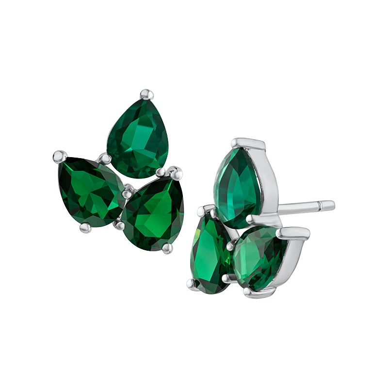 5 Cttw Pear Cz 3-Cluster Stud Ears