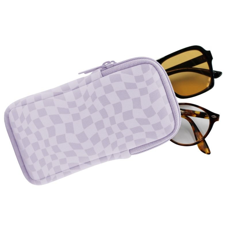 Abstract Check Double Eye Glass Case