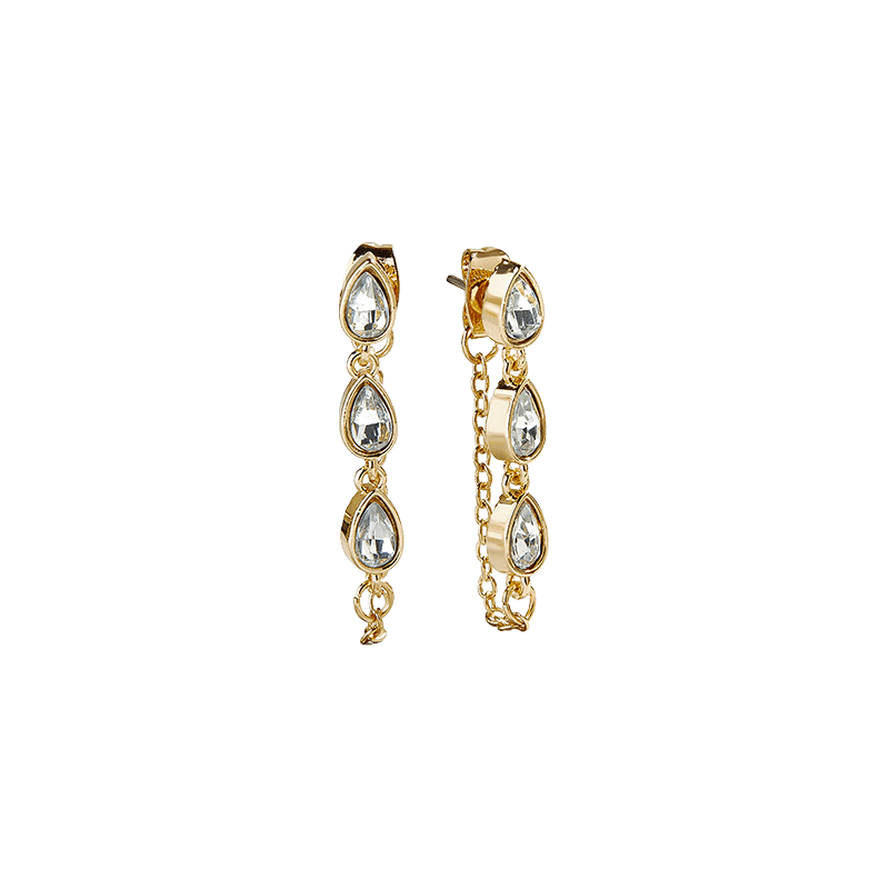 Heart Drop and Stone Set of 2 Earrings