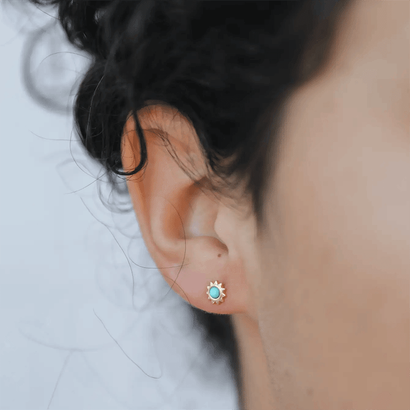 Sun Stud Turquoise Earrings