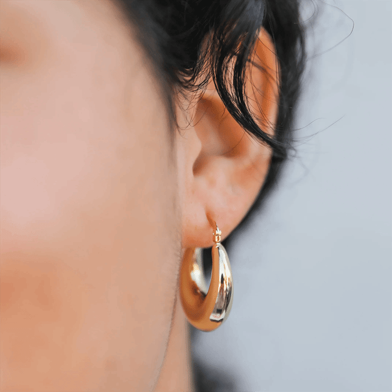 Gold Hoop Sculptural Wide Earrings
