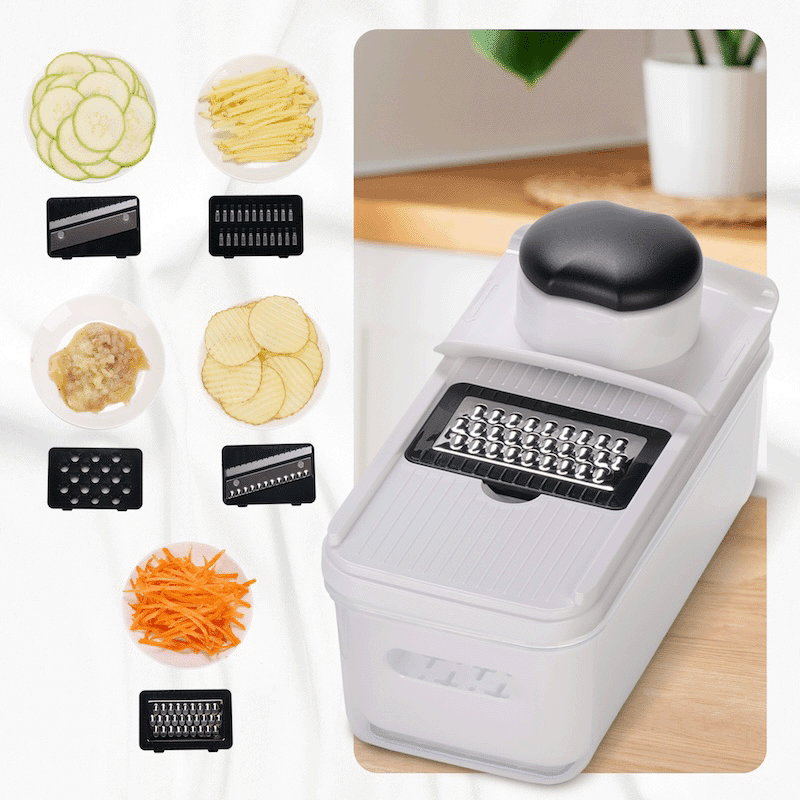 Vegetable Slicer with 5 Blades and Lidded Container