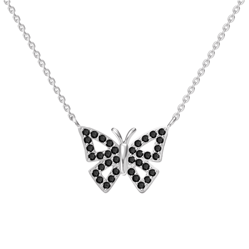 Black Onyx Butterfly Pendant Necklace