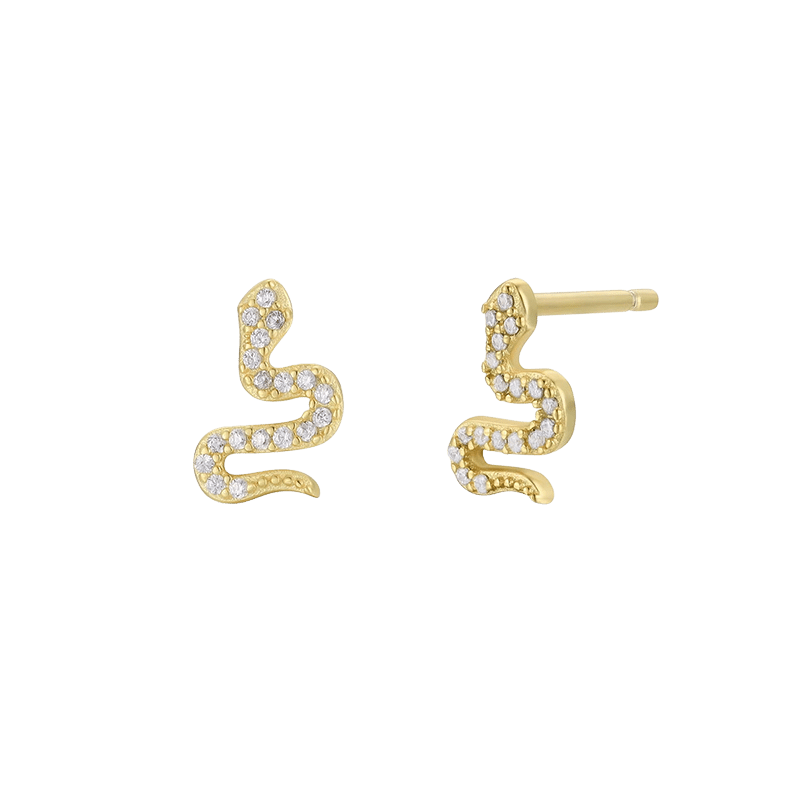 Pave Stud Snake Earrings