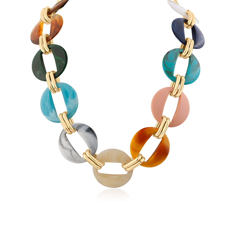 Round Resin Multi Color Disc Necklace