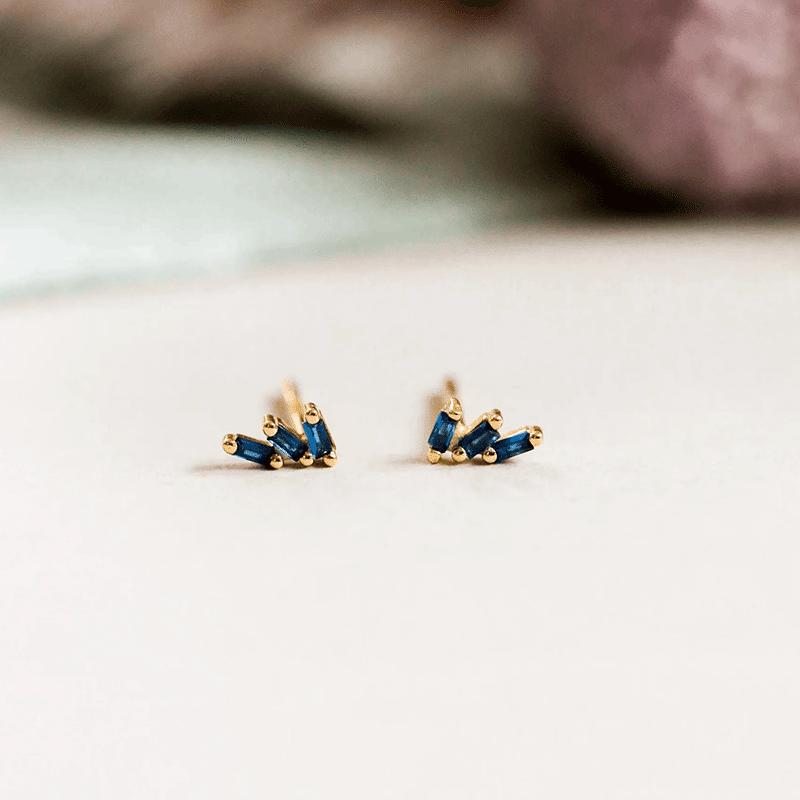 Offset Trio Sapphire Earrings