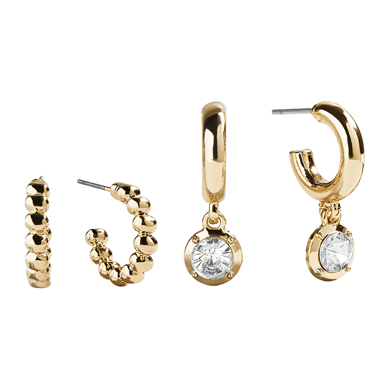 Stone Drop and Pisa Hoop Set of 2 Earrings