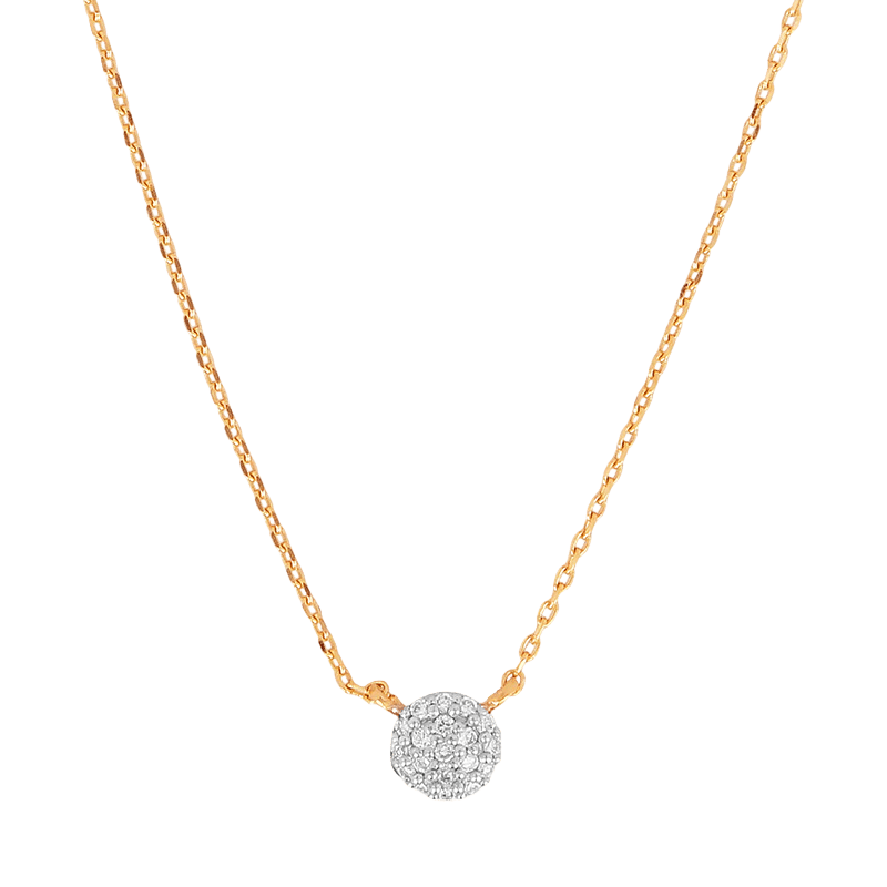 14k Gold Diamond Pav Pendant Necklace