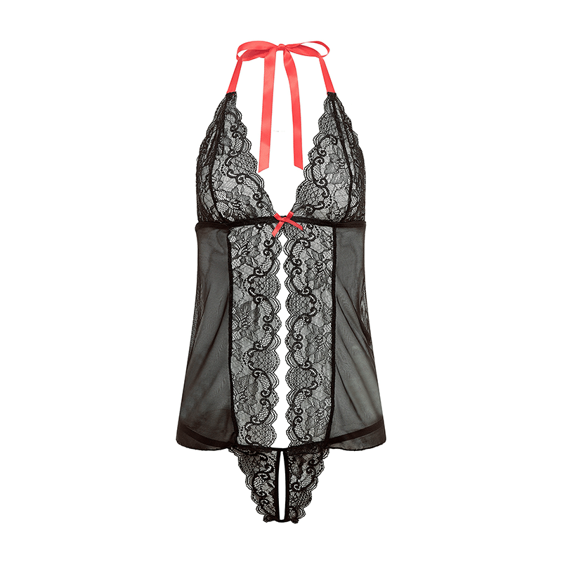 Mesh & Lace Baby Doll with Vibrating Ring