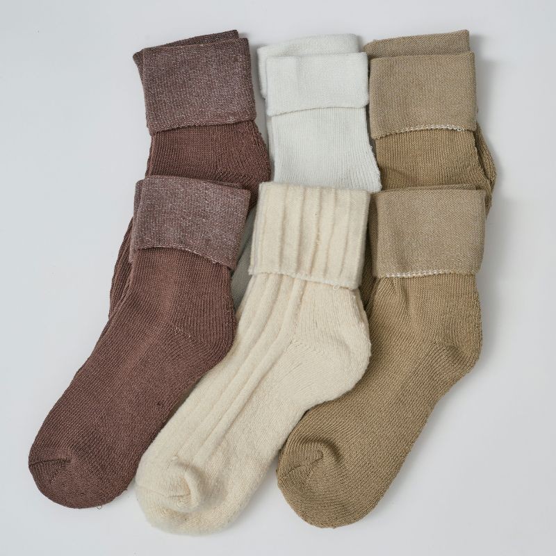 Ribbed Half Cushion 6pk Turn Cuff Quarters (Ivory)