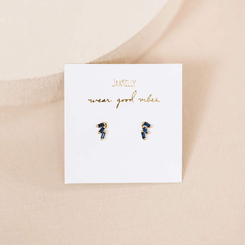 Offset Trio Sapphire Earrings