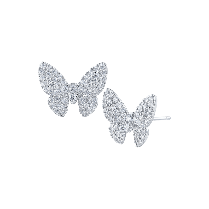 2 Cttw Pave Cz Butterflies Stud