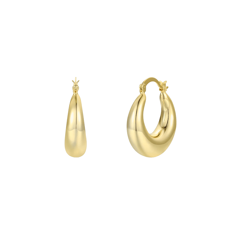 Gold Hoop Sculptural Wide Earrings