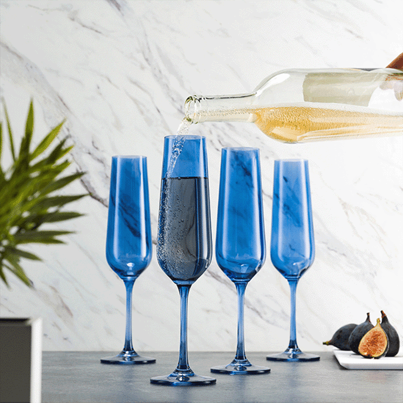 Sheer Navy Champagne Flutes (Set of 4)
