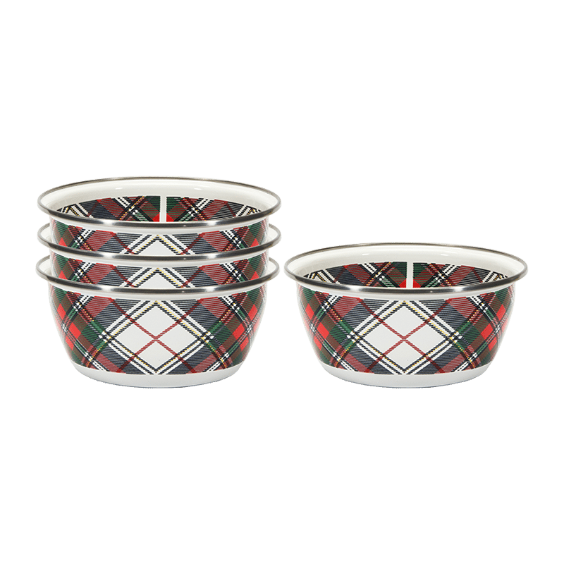 Set Of 4 Highland Plaid Salad Bowls