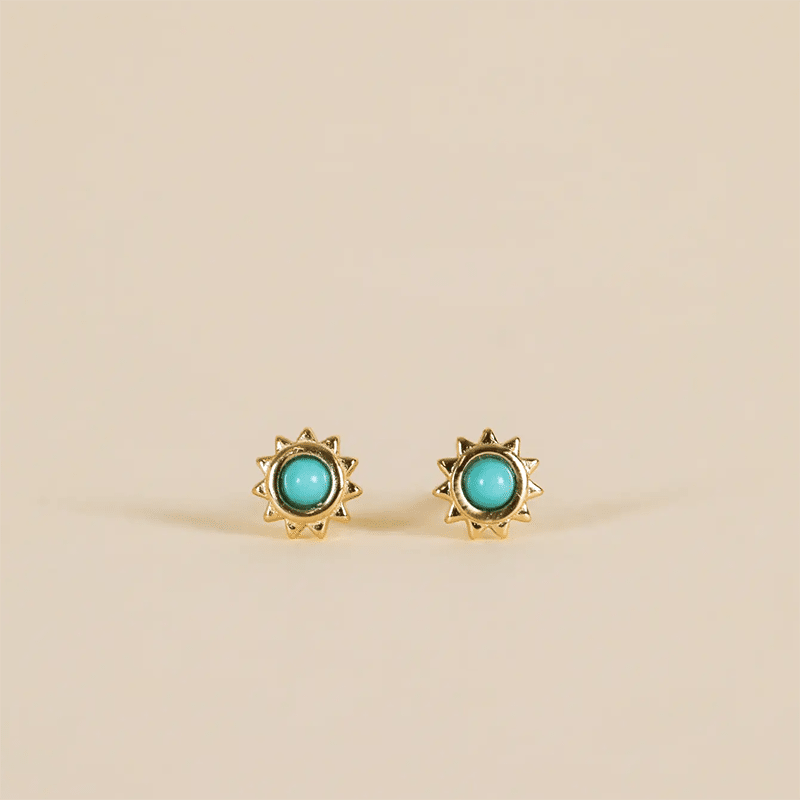Sun Stud Turquoise Earrings