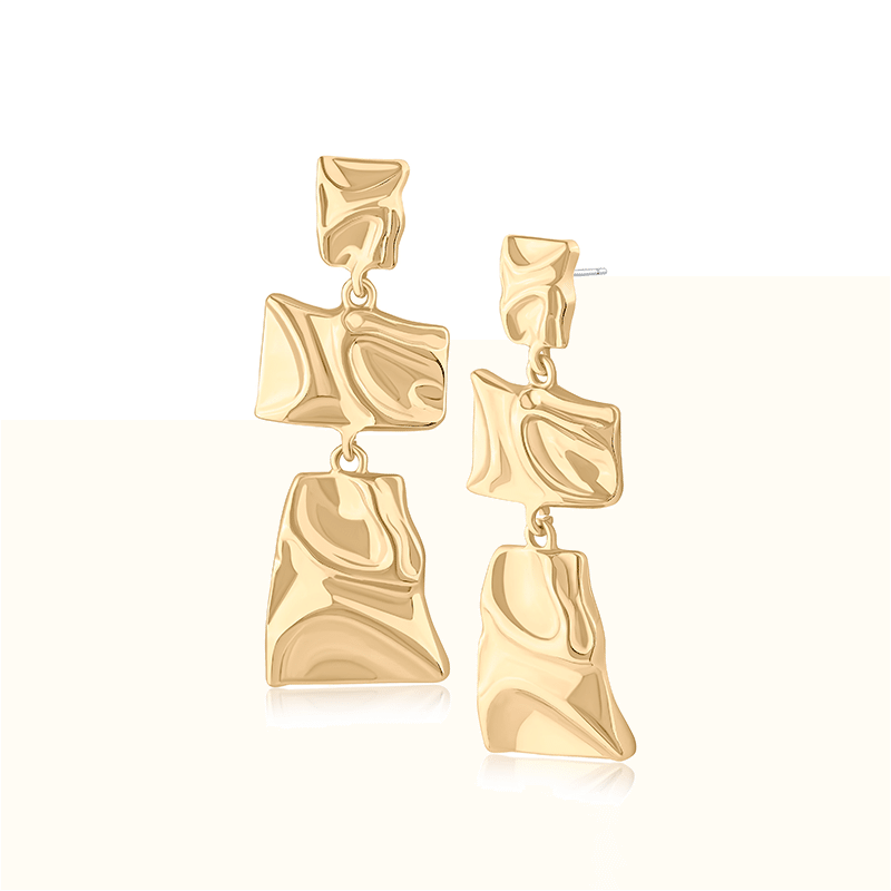 Ripple Triple Shape Drop Earrings
