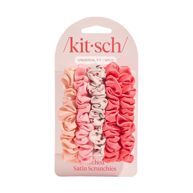 Ruched Satin Scrunchies 5pc Set 