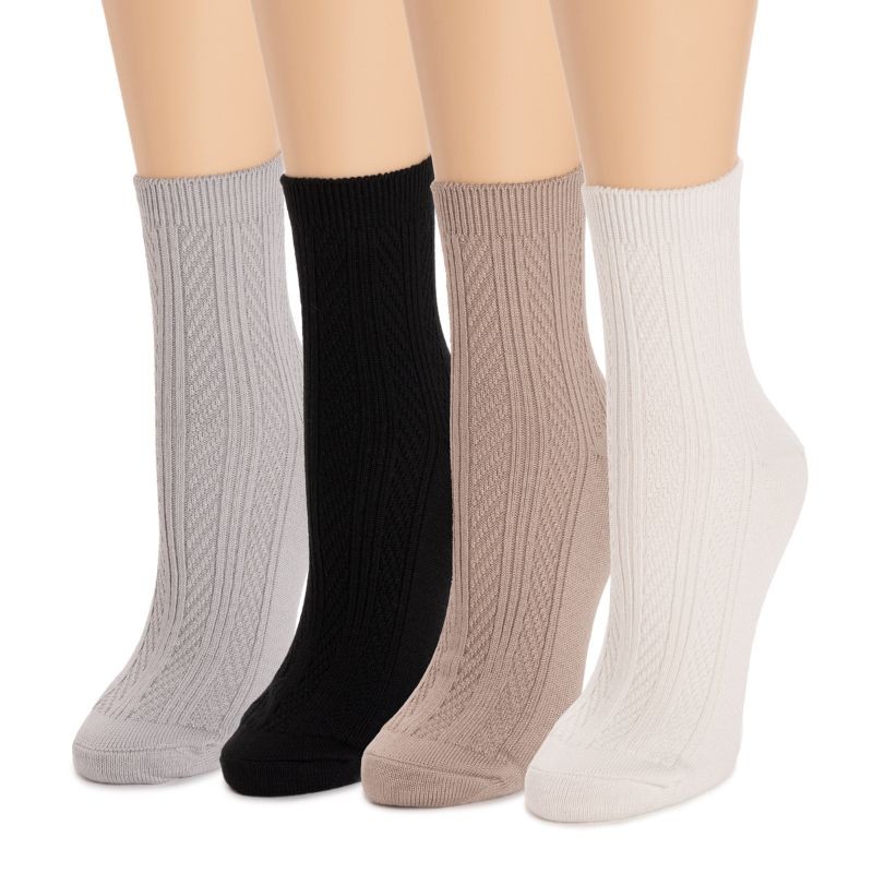 4 PK Texture Crew Sock - Neutral