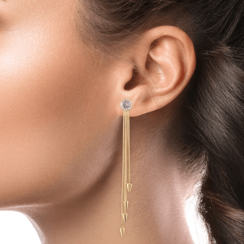Crystal Stud W 3 Snake Chain Dangles W Stud Tips