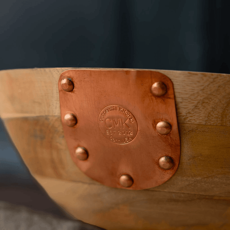 Vintage Inspired Wood & Copper Serving Bowl