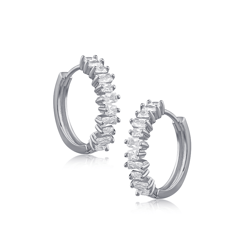 4Cttw Multi Size Baguette Cz Hoop