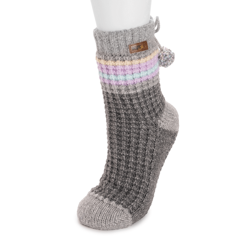 Women's Short Heart Cottage Stripe Slipper Socks