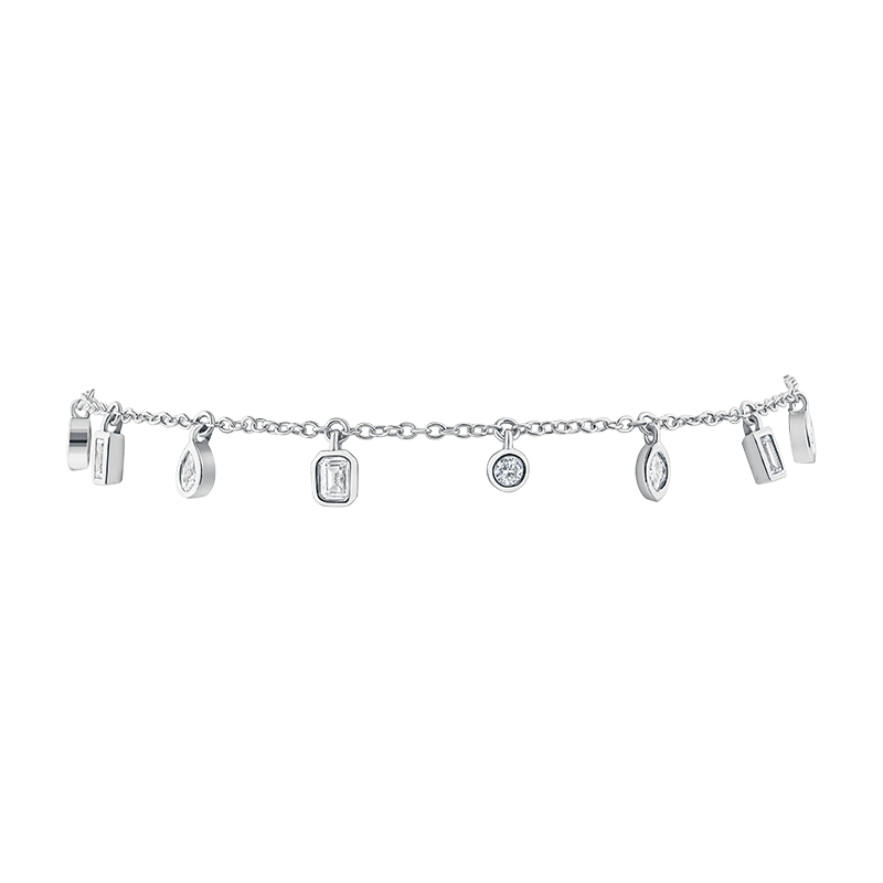 3 Cttw Multi Cz Bezel Charms Anklet